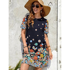 Natalia Aesthetic Women's Flower Shaped Summer Dress with Charming Short Sleeve Design Chic Silhouette Collection