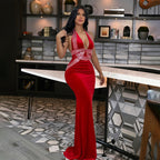 Halter Backless Dress Sleeveless Sheath Dress Party Evening Dress