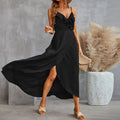 Evanne Pocketed Halter Maxi Dress Black