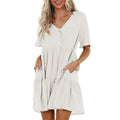 Giddy Pocketed Babydoll Dress Ecru