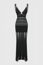 Lakei Black Deep V Openwork Maxi Dress