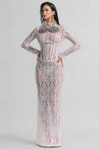 Davina White Lace Floral Maxi Dress
