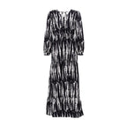 Pleating Layered Large Swing Dress Tie Dyed Printed V neck Backless Dress