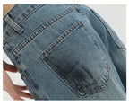 Vintage Distressed And Dirt-Dyed Patchwork Wide-Leg Jeans