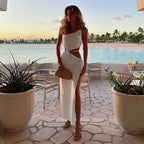 Crossbody Hollow Out Cutout out Irregular Asymmetric Dress Summer