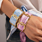 Stainless Steel Round Hollow Fabric Open Bracelet