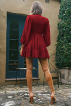 Zyna Satin Shirred Dress Brick