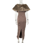 Mocha 2 piece Maxi Dress Brown