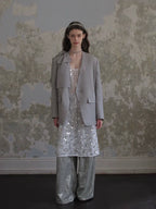 Sequin Embellished Sheer Overlay Dress