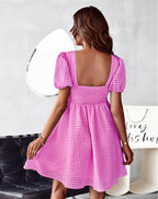 Stevens Puff Sleeve Babydoll Dress Lilac