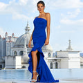 Sleeveless off - Neck Elegant Slim - Fit Long Solid Color Cocktail Bridesmaid Dress Evening Dress