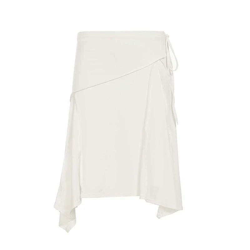 Tristan White Asymmetric Maxi Skirt