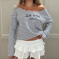 Natalyn Stripe Graphic Long Sleeve Top