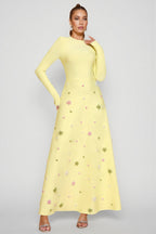 Konka Yellow Beaded Maxi Dress