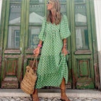 Women's fashionable street picnic bubble sleeve layered elegant party MIDI dress