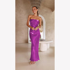 Bright Silk Bandeau Maxi Dress