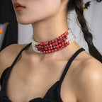 Halloween Beaded Creative Blood Drop Tassel Highend Red Personality Necklace