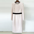 Socialite Simple Graceful Diamond Beaded Color Matching Long Sleeve Dress