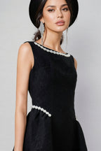Loretty Sleeveless Flowers Pearl Midi Dress