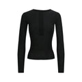 Slim-Fit Button-Up Ribbed Long Sleeve Top