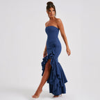 Ladies' sexy off shoulder, sexy off shoulder strapless, hip hugging, irregular wave fashion party dress