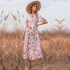 PREORDER Quiet Escape Floral Pleated Midi Dress Ivory