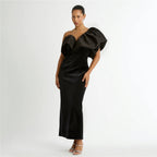 Lotus Leaf Sleeve Shoulder Bandage Dress Slim Fit Evening Dress