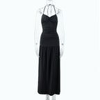 Halter Slim Fit Backless Hip Side Slit Maxi Dress