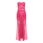 Tube Top off Neck See through Tied Slim Fit Dress for