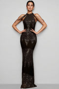 Ashlynn Black Sleeveless Sequinned Maxi Dress