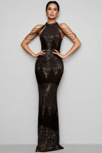 Ashlynn Black Sleeveless Sequinned Maxi Dress