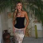 Retro Paisley Mesh Halter Strapless