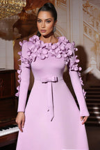 Colia Purple 3D Floral Maxi Dress