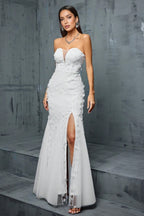 Zenoa V-Neck Fishtail Mesh Maxi Dress