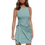 Rosalía Exclusive Women's Sleeveless Twisted Draped Mini Dress Everyday Luxe Edit