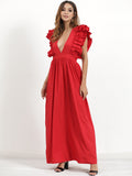Bodhi Tiered Ruffle Maxi Dress Wine