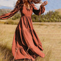 Isadore Satin Tiered Boho Midi Dress FINAL
