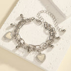 Chic Hip Hop Heart Double Layer Stackable Chain Bracelet