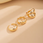 3-Piece Polished Liquid Metal Textured Band Ring Set