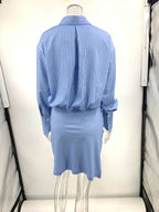Cruising Weekend Striped Button Up Ruched Shirt Mini Dress