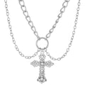 INS Alloy Vintage Diamond Cross Pendant Necklace
