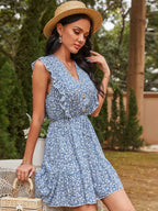 Escondido Floral Tiered Babydoll Dress Dark Navy Multi