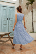 Trystan Floral Crochet Tiered Maxi Dress Blue FINAL