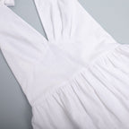 Cotton Waist V-Veck Tie-Down Dress