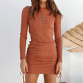 Yasmine Long Sleeve Ruched Knit Dress Rust