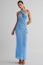 Remyed Openwork Knit 3D Floral Maxi Dress
