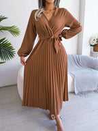 Cross Vneck Long Sleeve Dress
