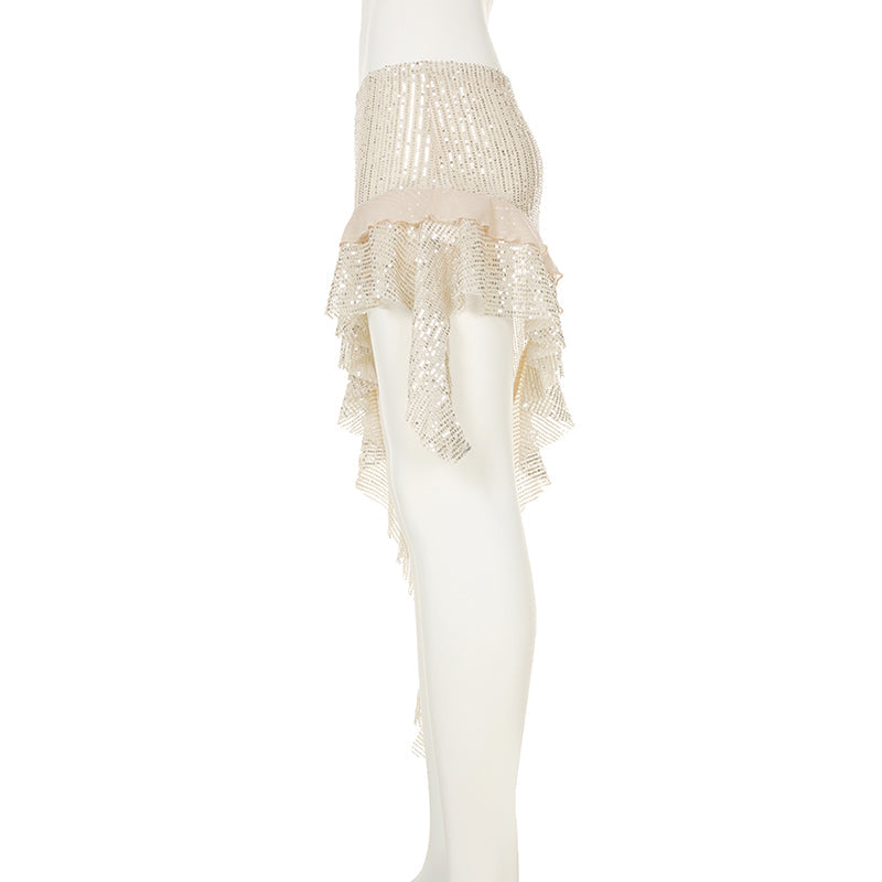 Joseline Sequined Ruffled Mini Skirt