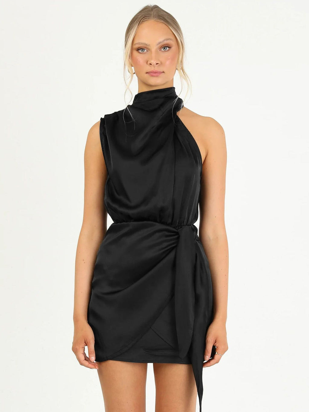 Makayla Aesthetic Satin Halter Neck Dress Designer Edit