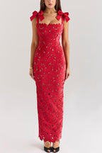 Consonak women's backless slim fit floral long dress